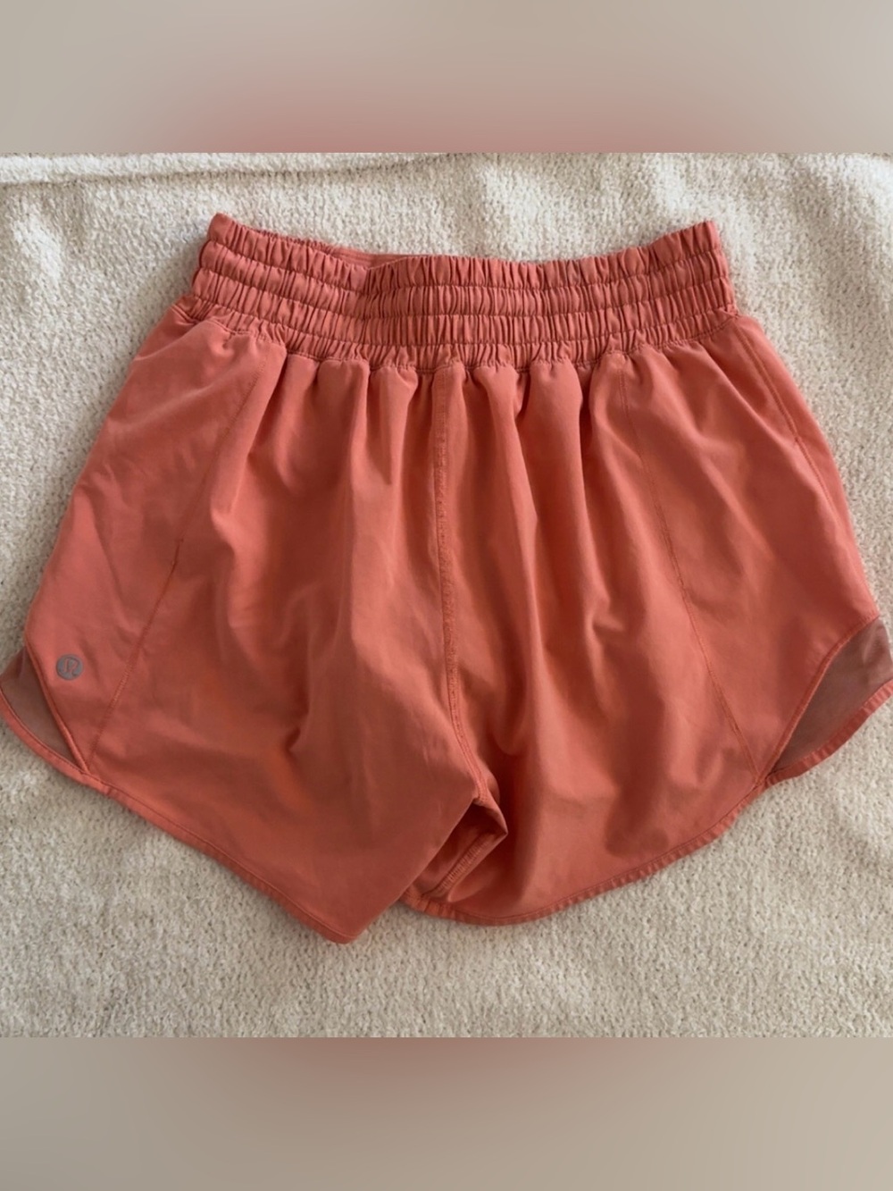 lululemon athletica Coral Pink Athletic Shorts with Elastic Waistband - Picture 2 of 3